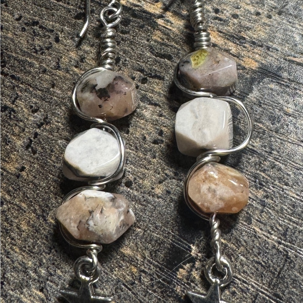 Genuine Pink Opal Dangle Earrings